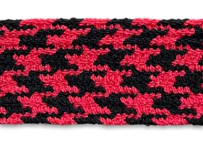 1 1/2" Cerise & Black Houndstooth Trim (Made in USA)