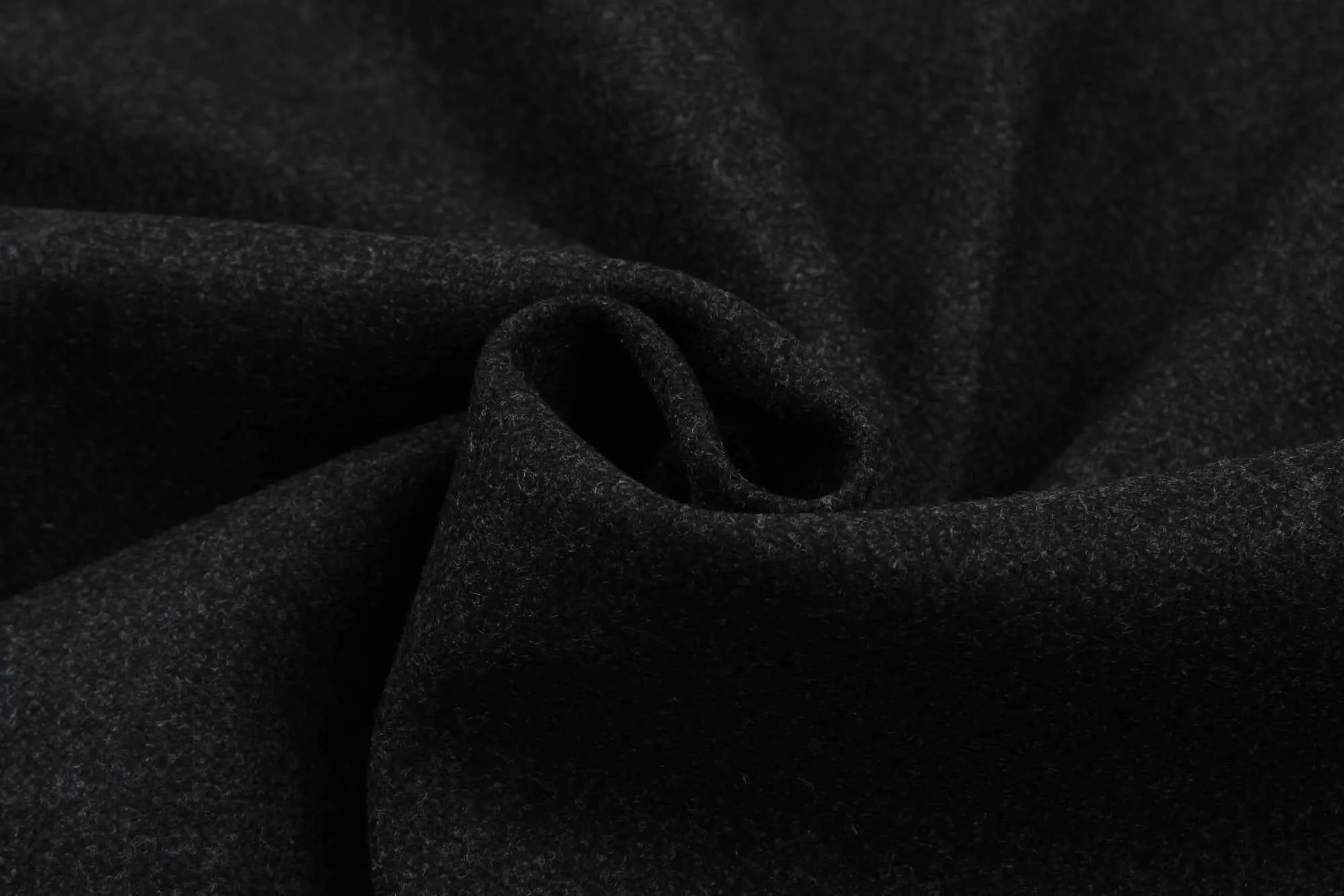 100% Wool Fabric for Coats - Heavy-Weight - Black Melange