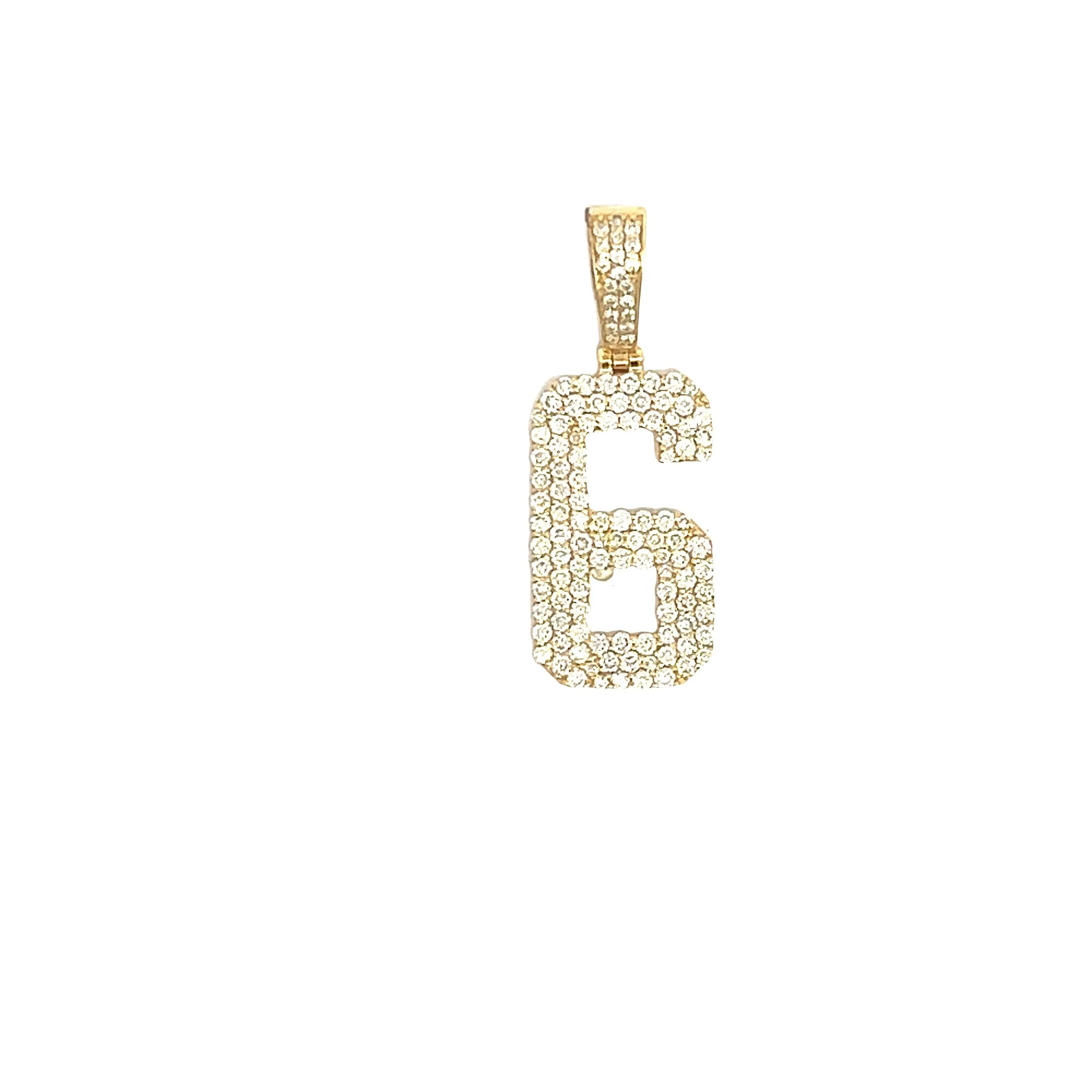 10K GOLD DIAMOND NUMBER "6" PENDANT 1.00 CT