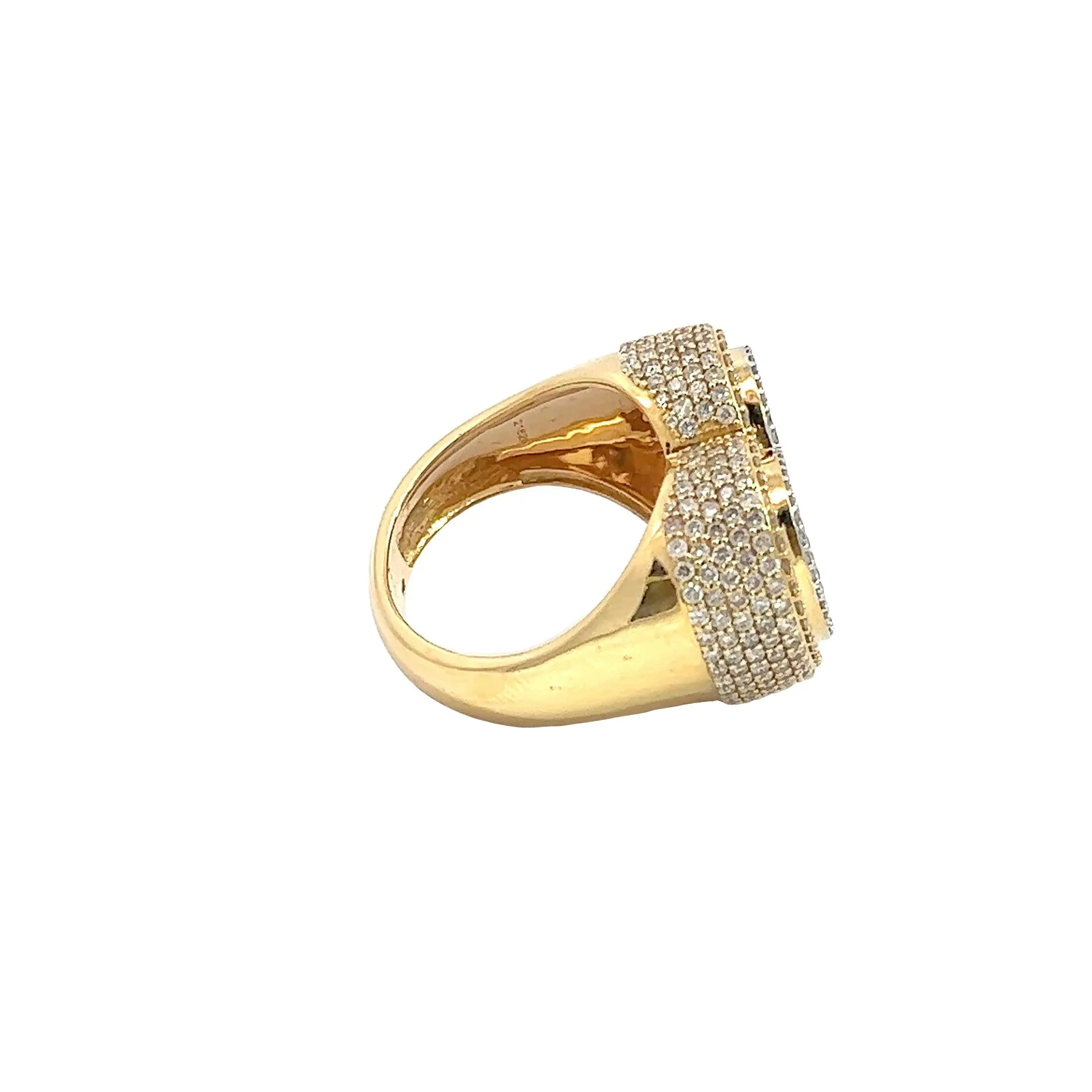 10K GOLD ROUND AND BAGUETTE DIAMOND HEART RING 4.00 CT