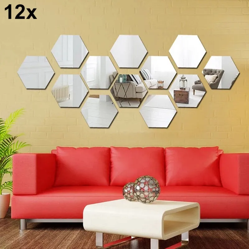 12x Acrylic Hexagon wall decor(Black) - Wall Decoration