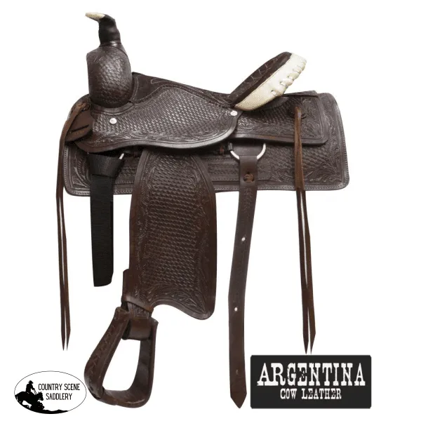 16" Buffalo Argentina cow leather roper style saddle.