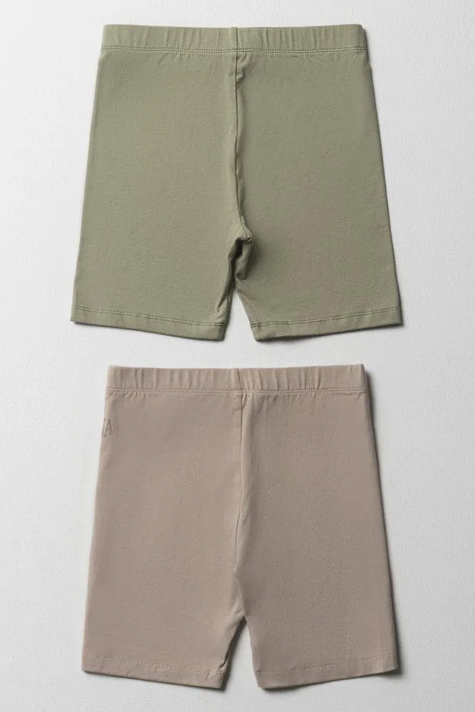 2 Pack Cycle Shorts Natural & Green