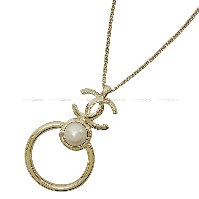 2022SS CHANEL necklace COCO Mark Pearl Ring Champagne Gold HW AB7523[BRAND NEW][Authentic]