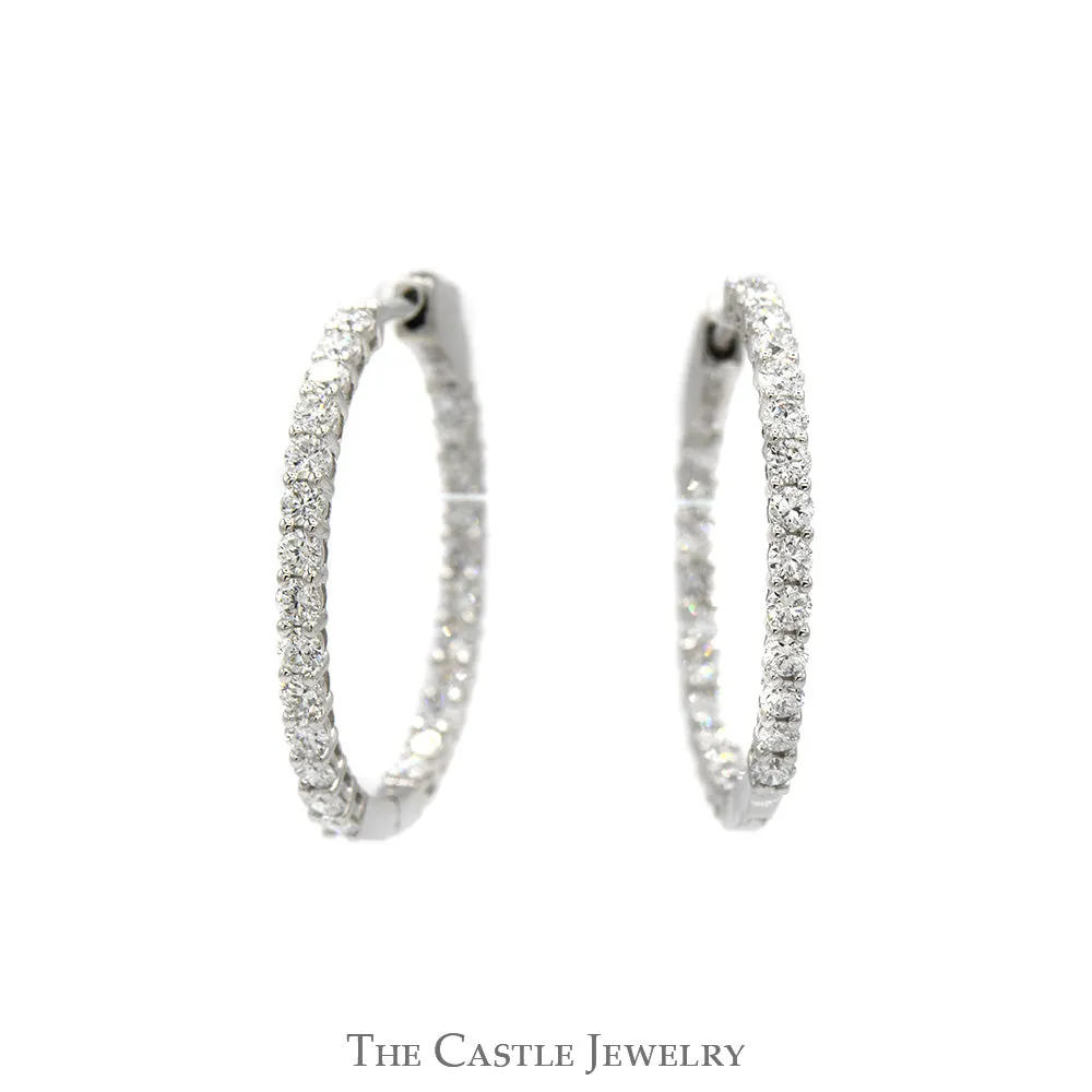 2cttw Lab Grown Diamond In & Out Hollywood Hoop Earrings in 14k White Gold