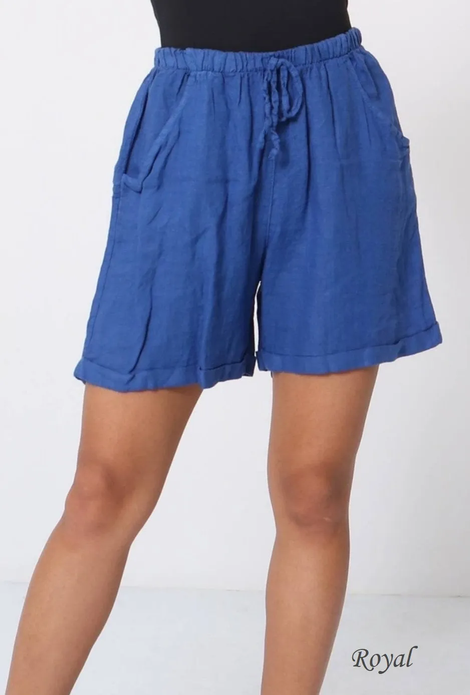 3459 Linen Shorts With Drawstring Tie