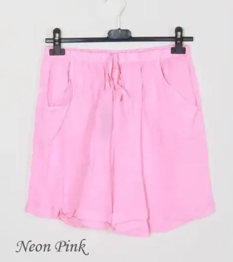 3459 Linen Shorts With Drawstring Tie