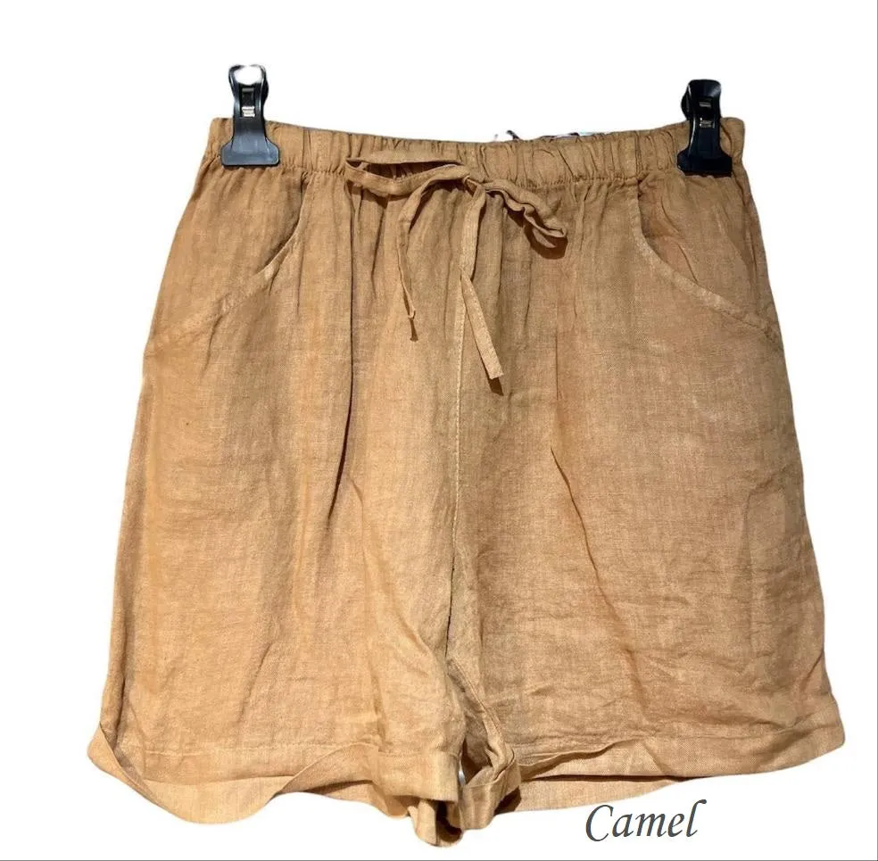 3459 Linen Shorts With Drawstring Tie