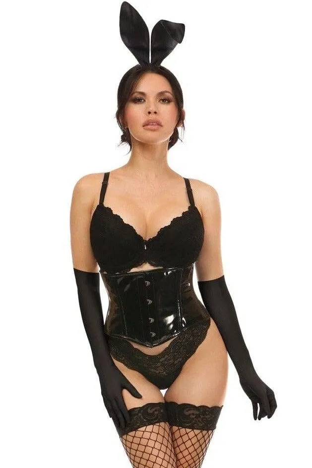 4 Piece Black PVC Bunny Corset Costume