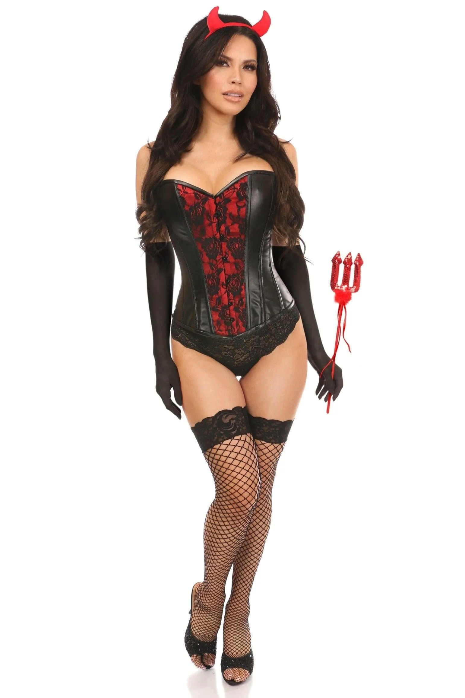 4 Piece Gothic Devil Corset Costume