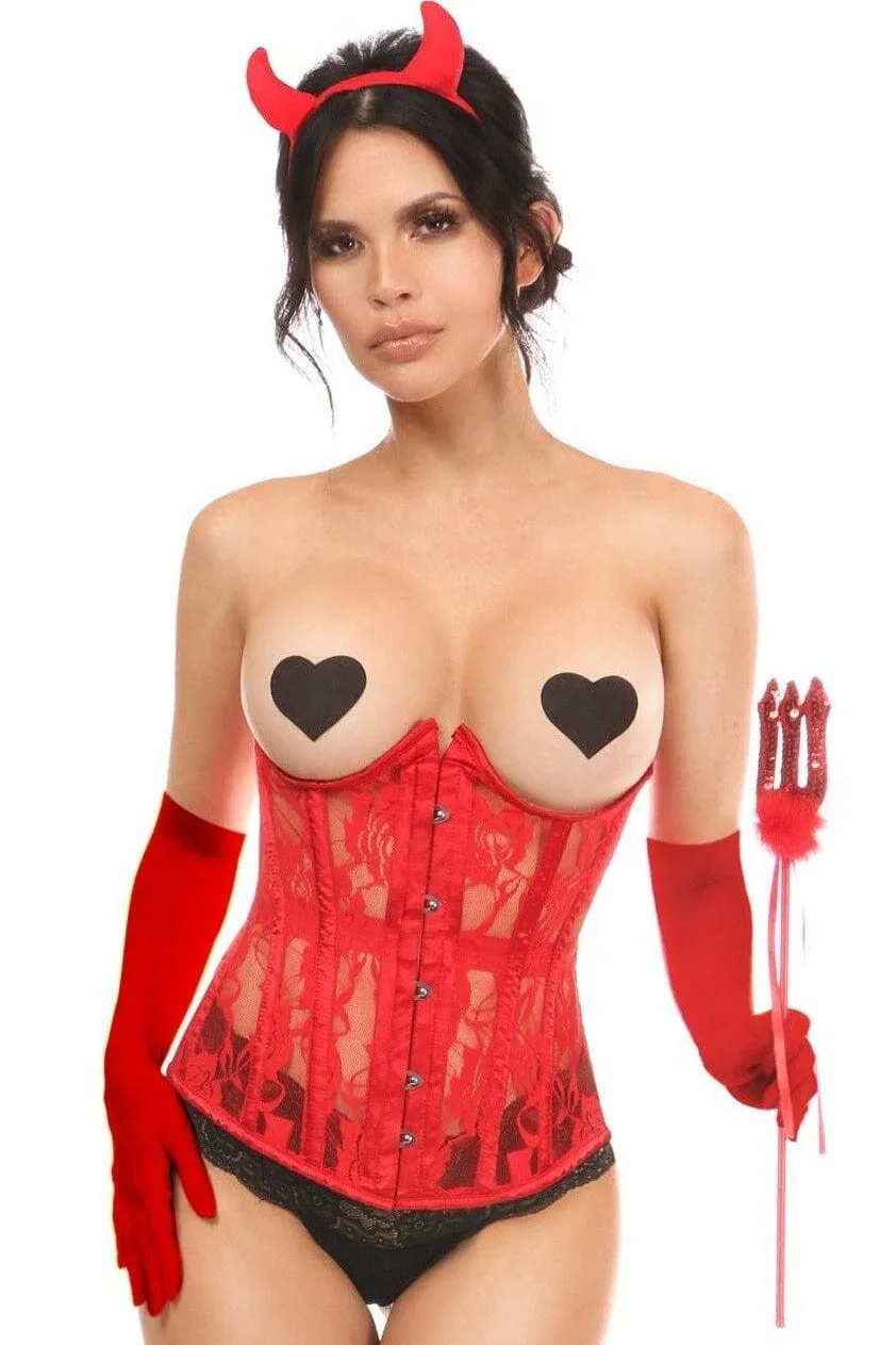 4 Piece Red Devil Corset Costume