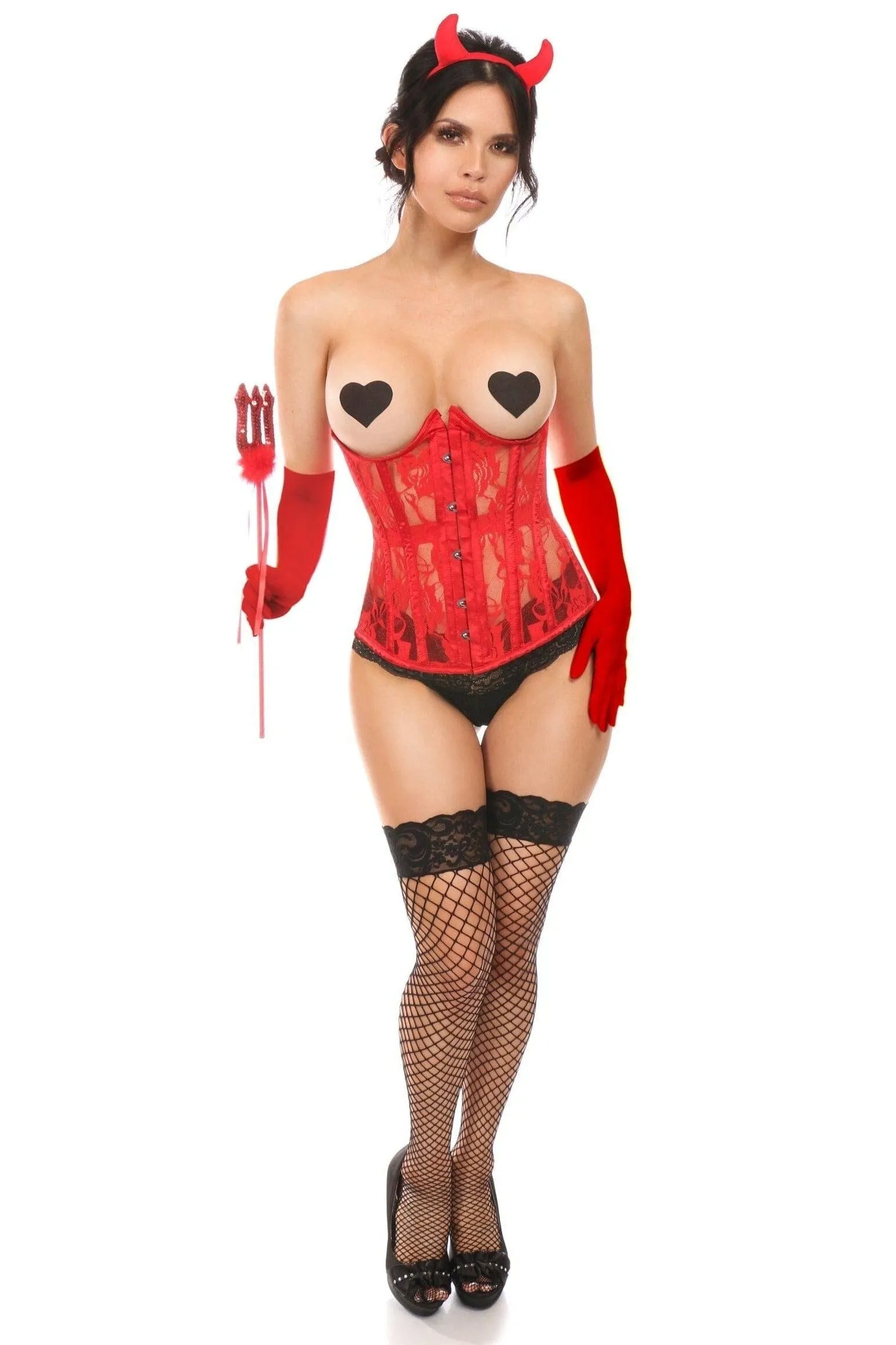 4 Piece Red Devil Corset Costume