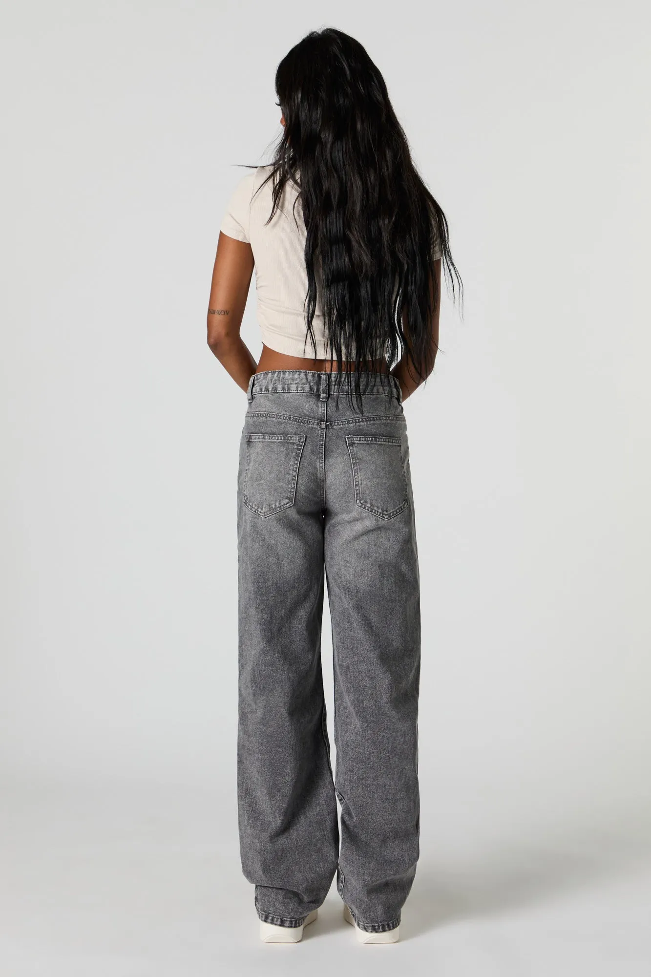 90's Washed High Rise Wide Leg Jean