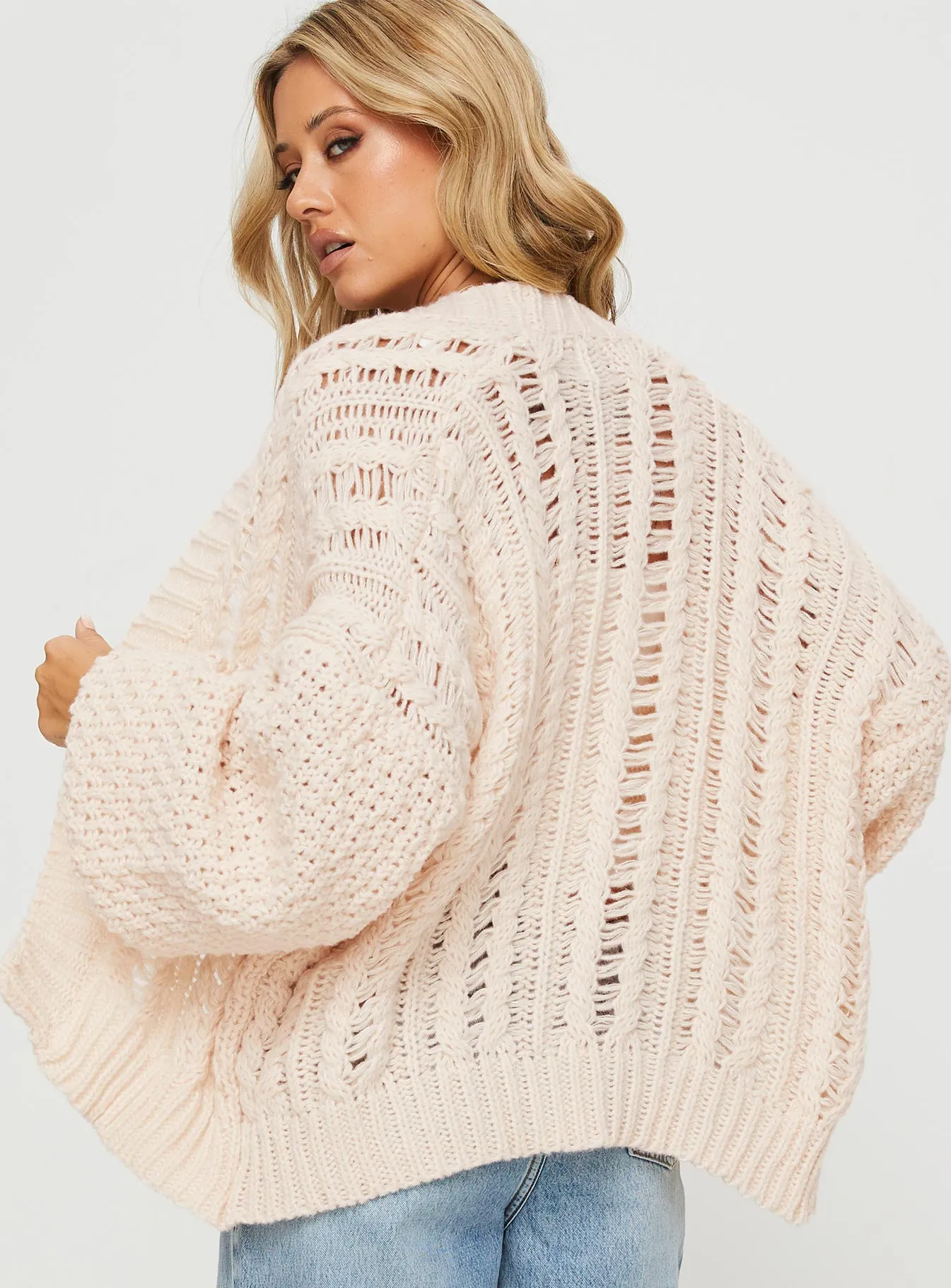 Abner Cable Cardigan Beige