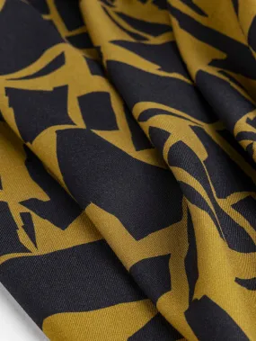 Abstract Geo Viscose Twill - Gold   Black