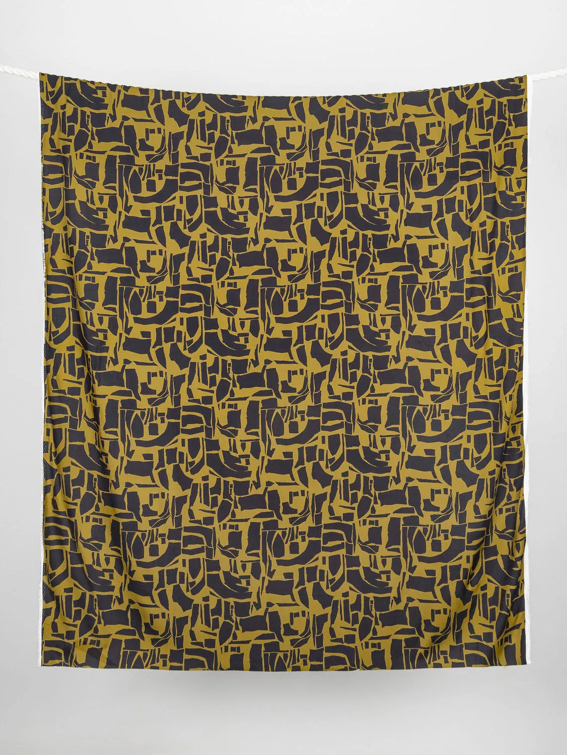 Abstract Geo Viscose Twill - Gold   Black