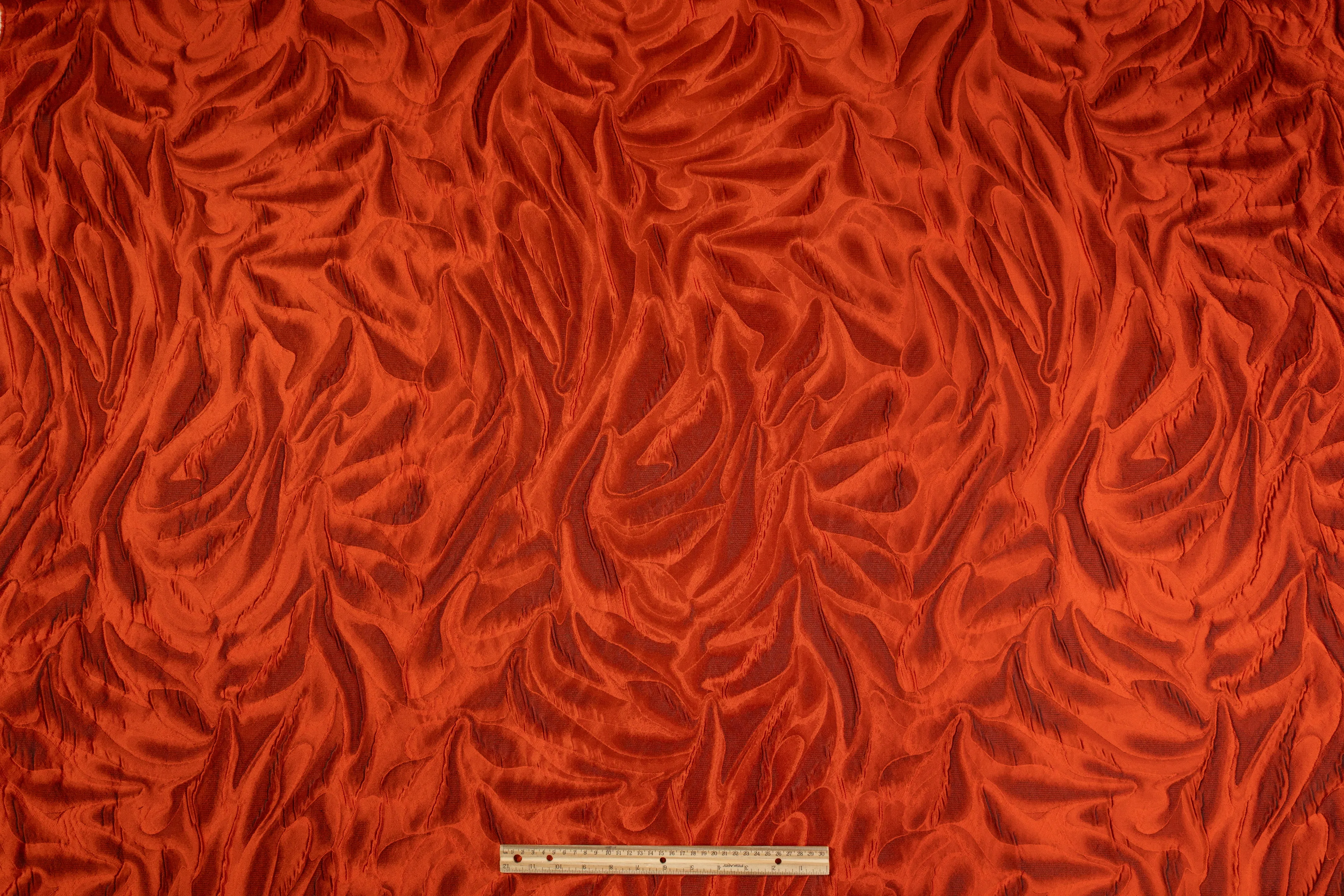 Abstract Italian Cloqué Brocade - Fire Orange