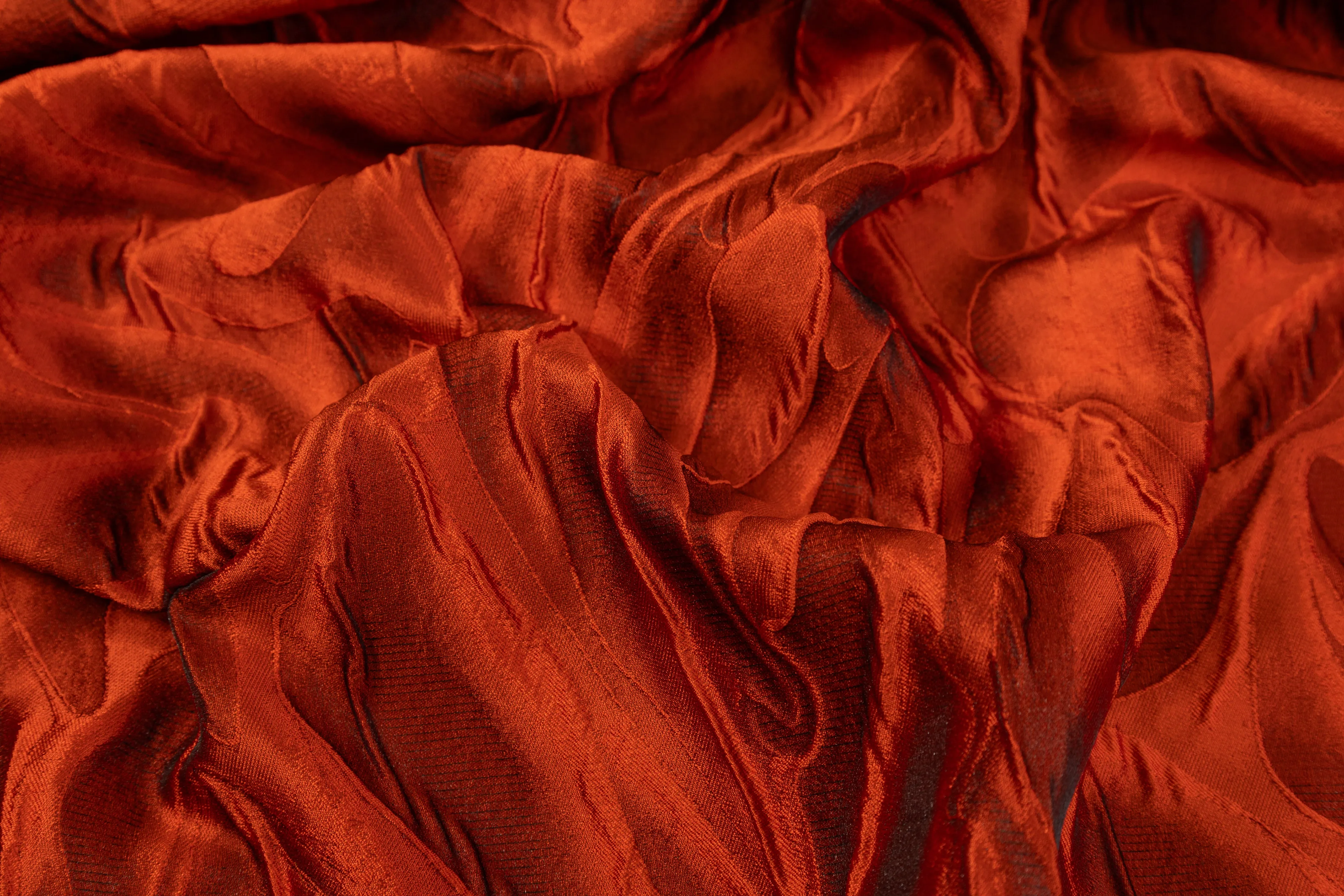 Abstract Italian Cloqué Brocade - Fire Orange