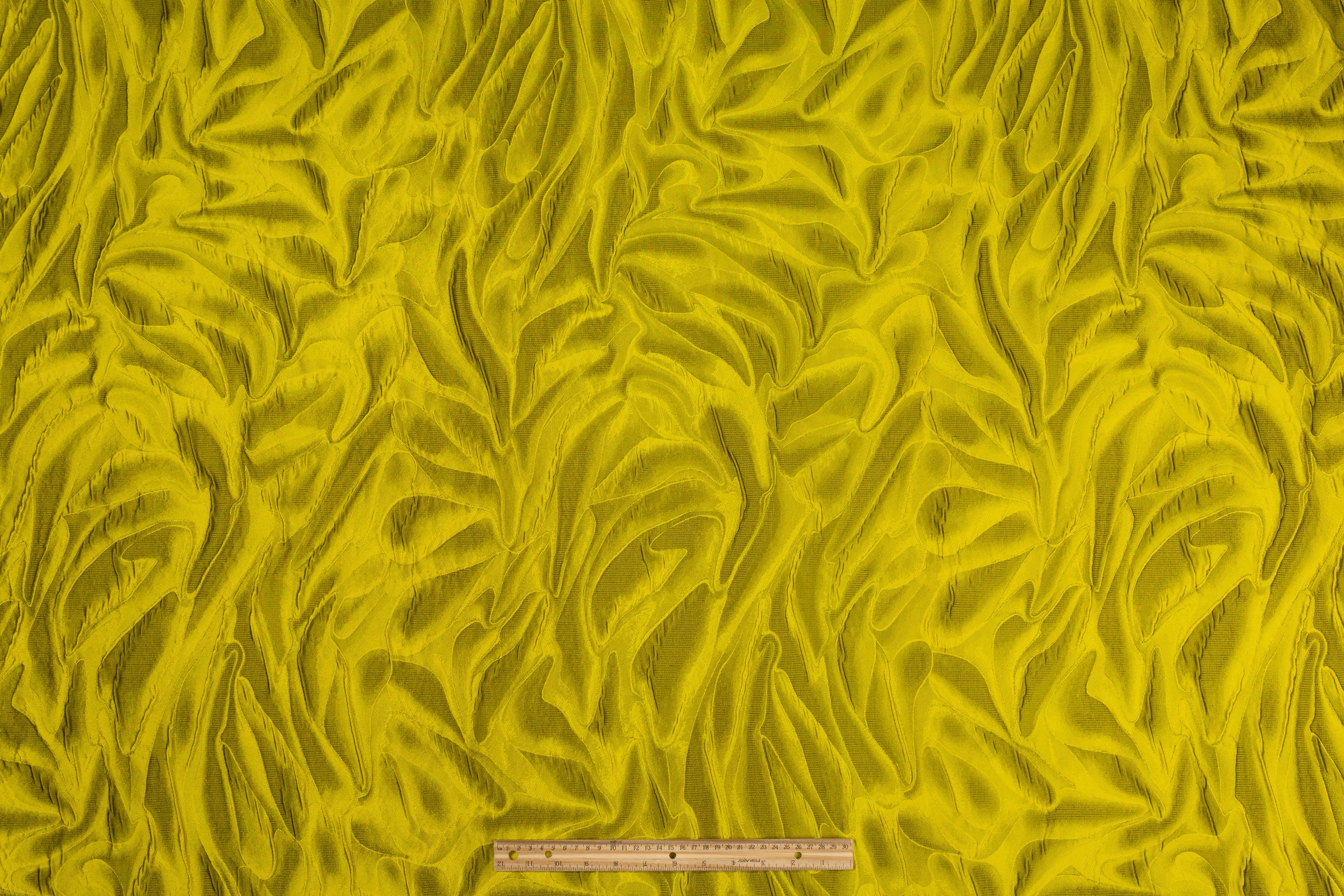 Abstract Italian Cloqué Brocade - Yellow