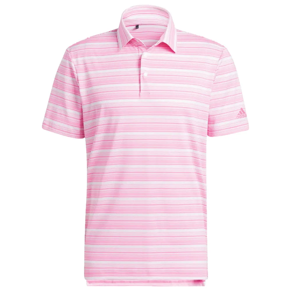 adidas Heather Snap Polo Shirt - Screaming Pink/White