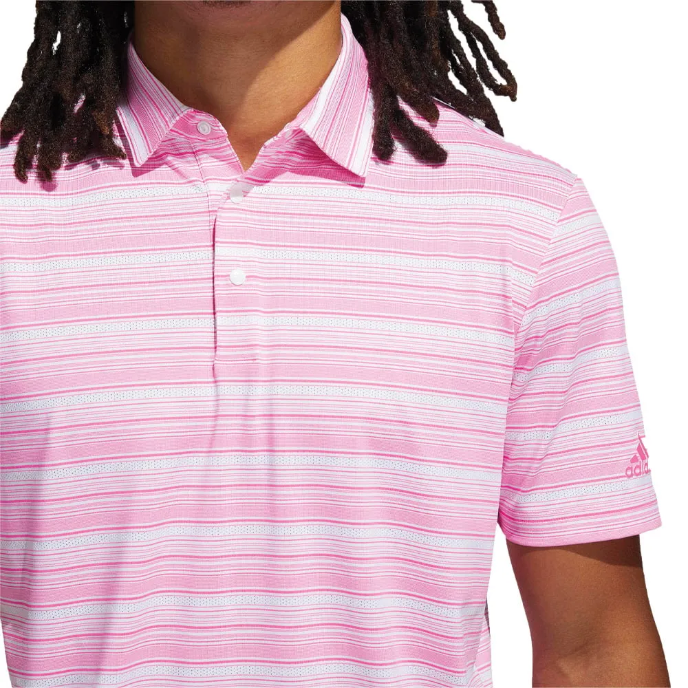 adidas Heather Snap Polo Shirt - Screaming Pink/White