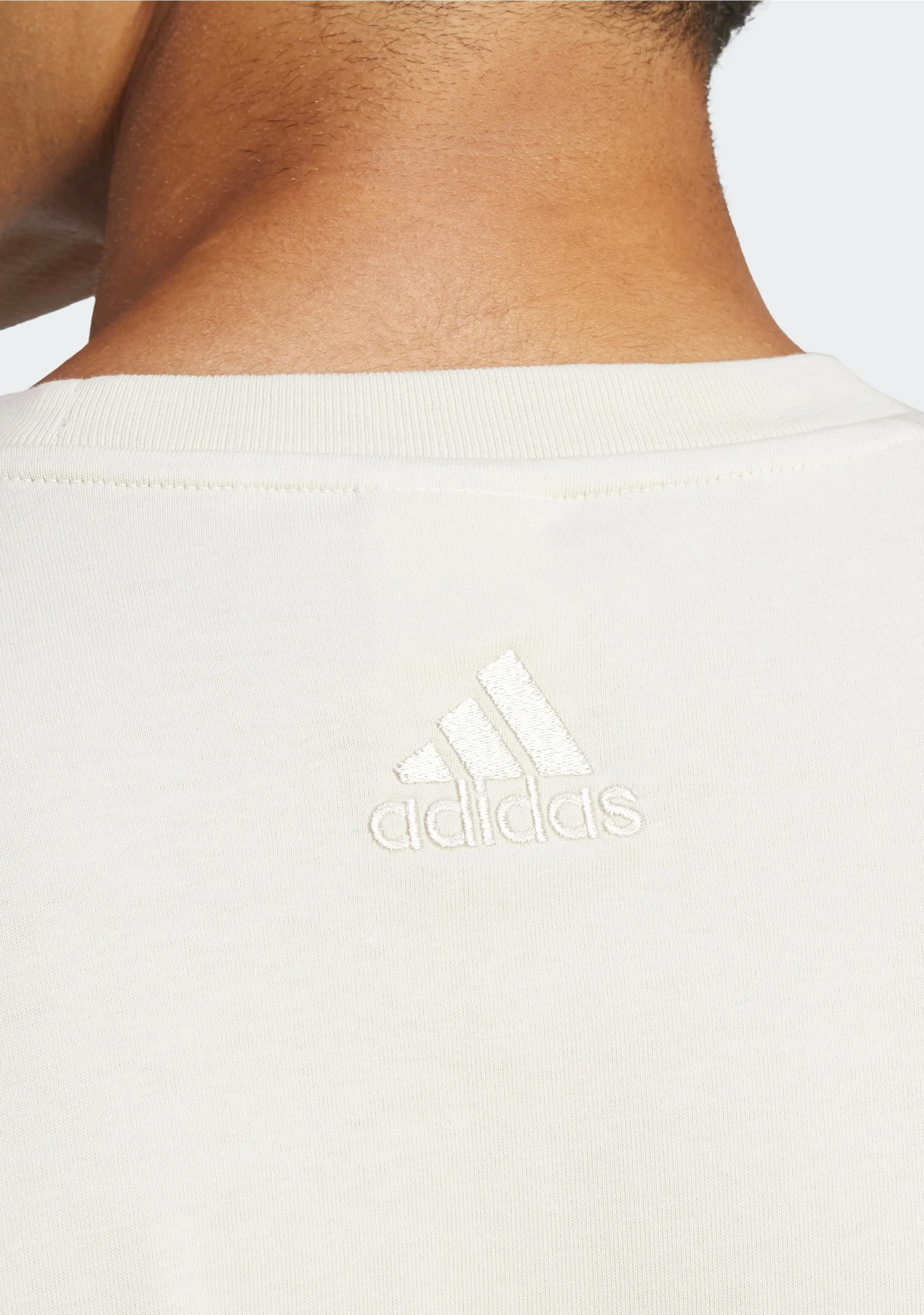 Adidas Men's Essentials Single Jersey Big Logo Tee Beige <br> IX0139