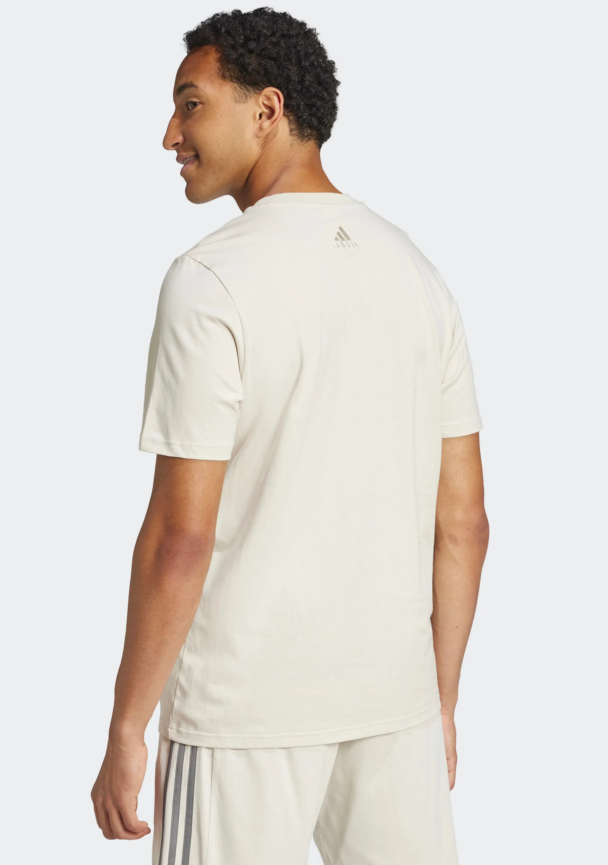 Adidas Men's Essentials Single Jersey Big Logo Tee Beige <br> IX0139