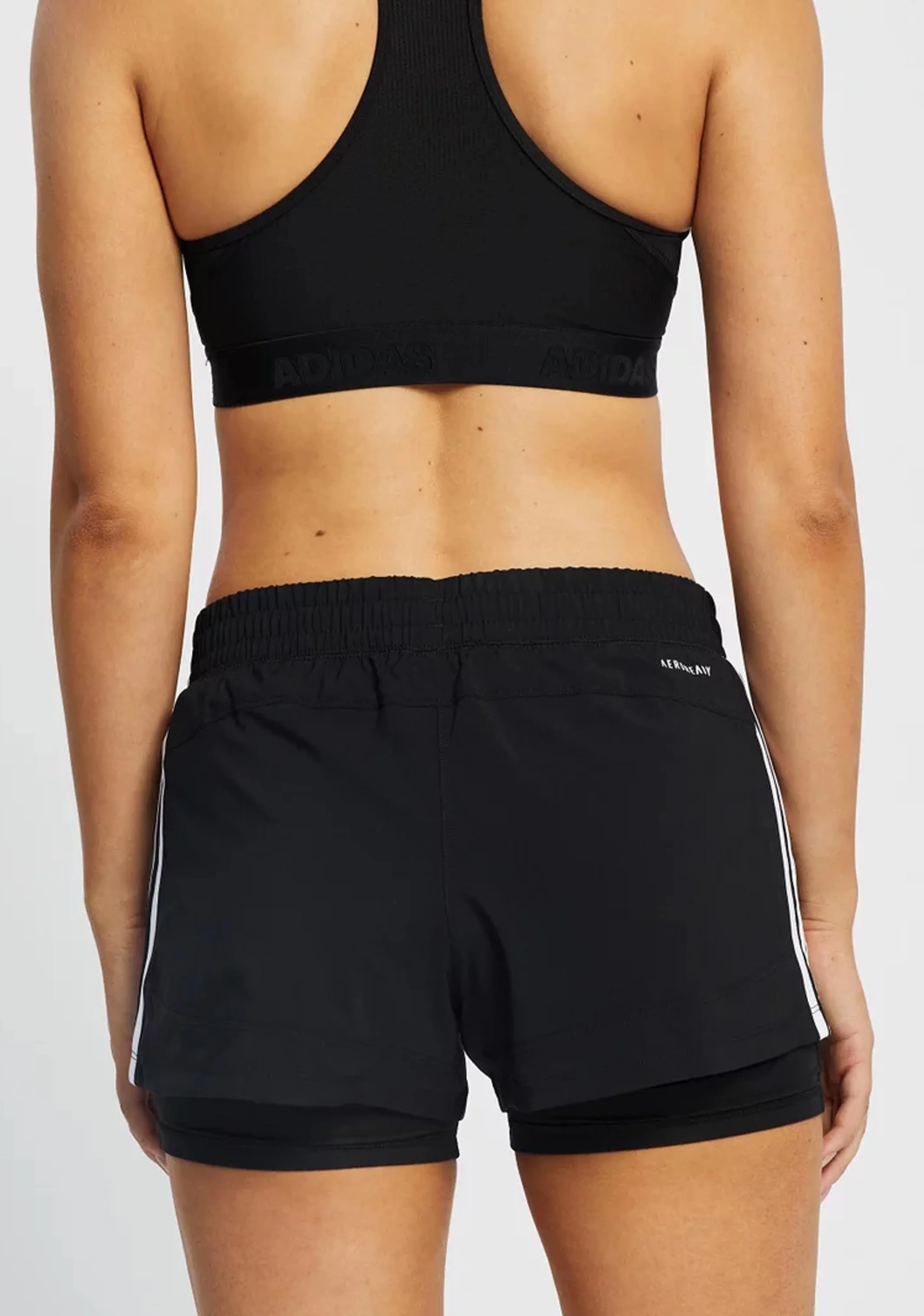 Adidas Womens 3 Stripe Pacer Two-In-One Shorts <br> GL7686