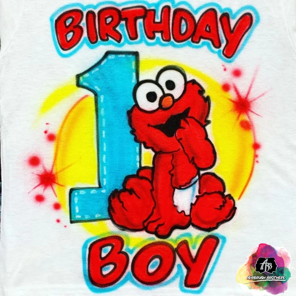 Airbrush Birthday Boy Elmo Shirt Design