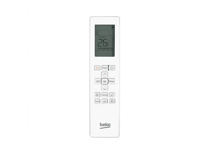 Aire acondicionado Split 1 x 1 - Beko BEHPI 090/ BEHPI 091, 2322 fg/h frío, 2.4 kW calor, Modo noche, Temporizador 24h, Wifi, Blanco