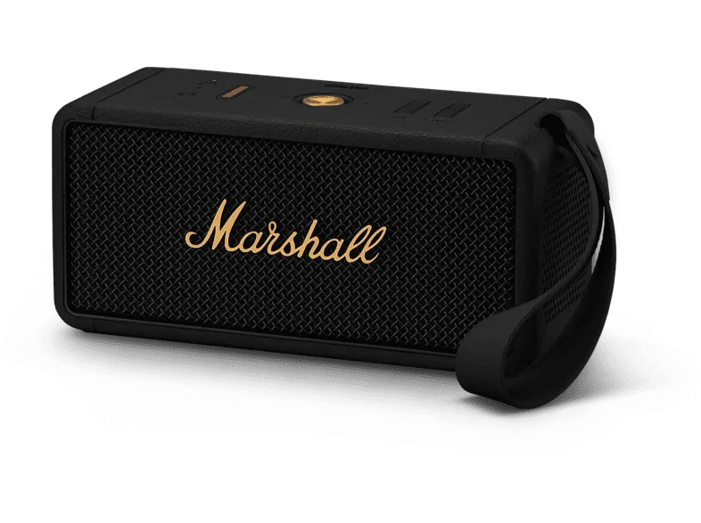 Altavoz inalámbrico - Marshall Middleton  Black and Brass, 15 W, Bluetooth 5.1, Autonomía 20 h, Negro