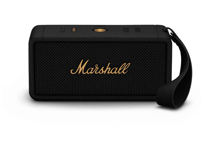 Altavoz inalámbrico - Marshall Middleton  Black and Brass, 15 W, Bluetooth 5.1, Autonomía 20 h, Negro