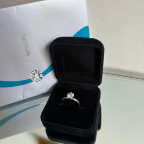 Anel em Ouro Branco Solitário 1.15ct