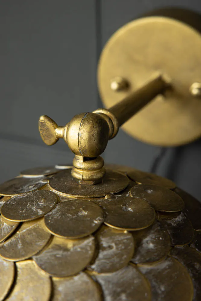 Antique Brass Scalloped Plug In Wall Light