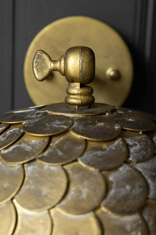 Antique Brass Scalloped Plug In Wall Light