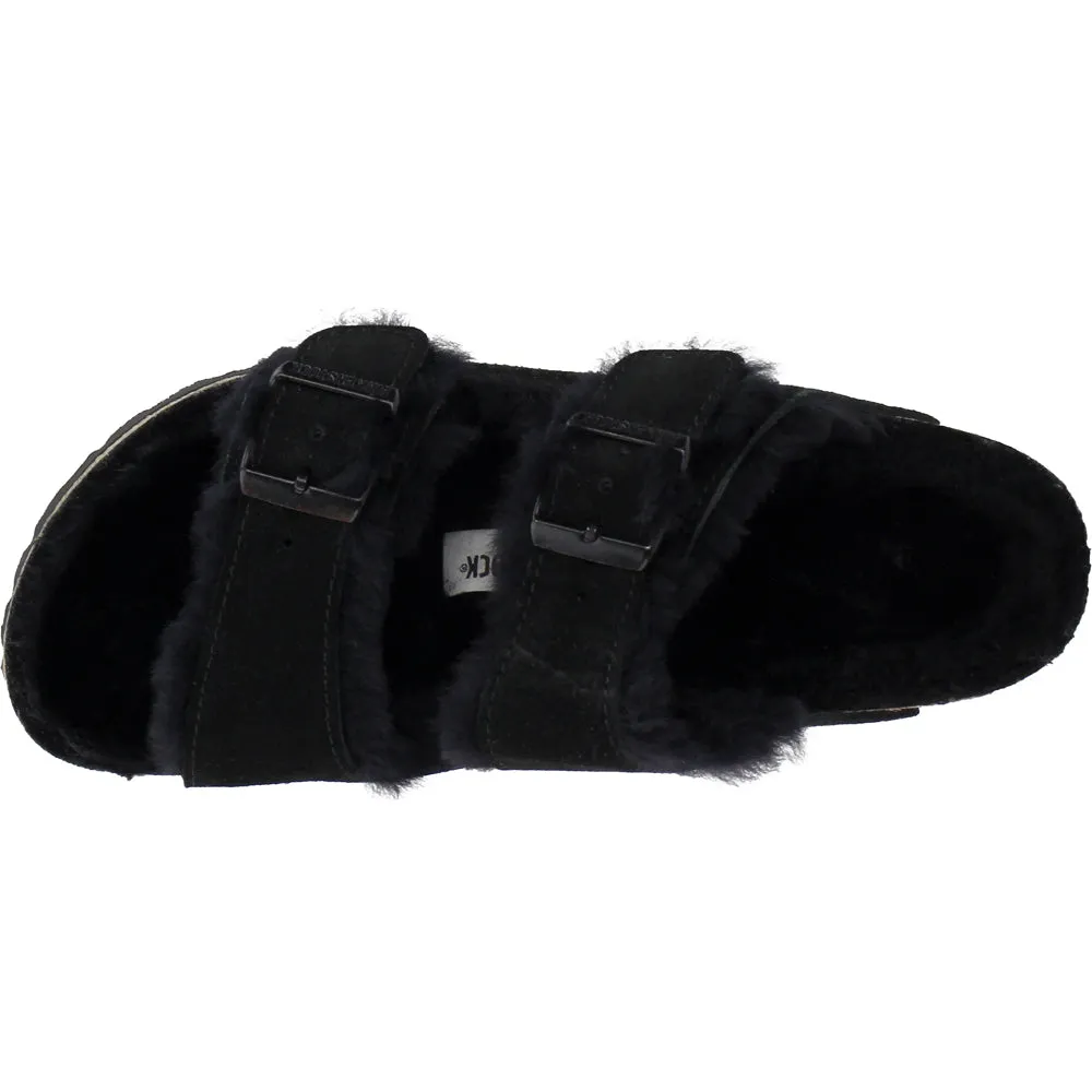 Arizona Shearling Suede Footbed Sandals Narrow