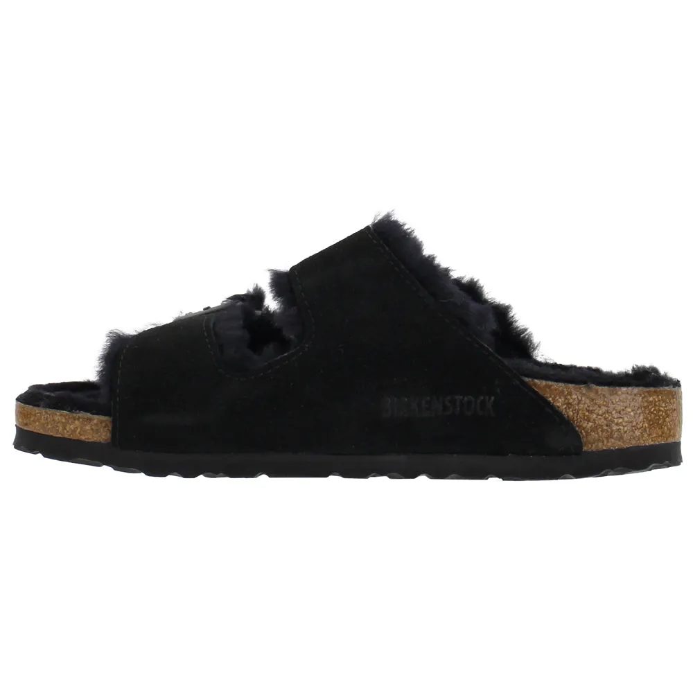 Arizona Shearling Suede Footbed Sandals Narrow