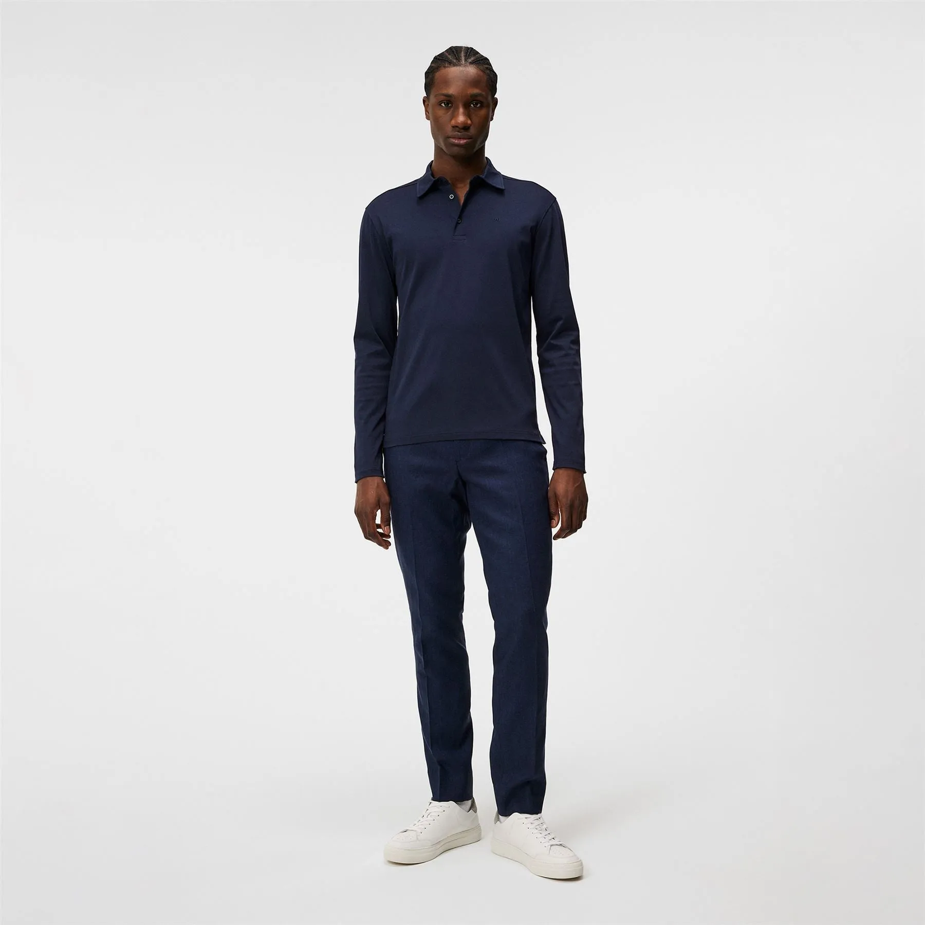 Asher Regular Fit LS Cotton Polo JL Navy - SS24