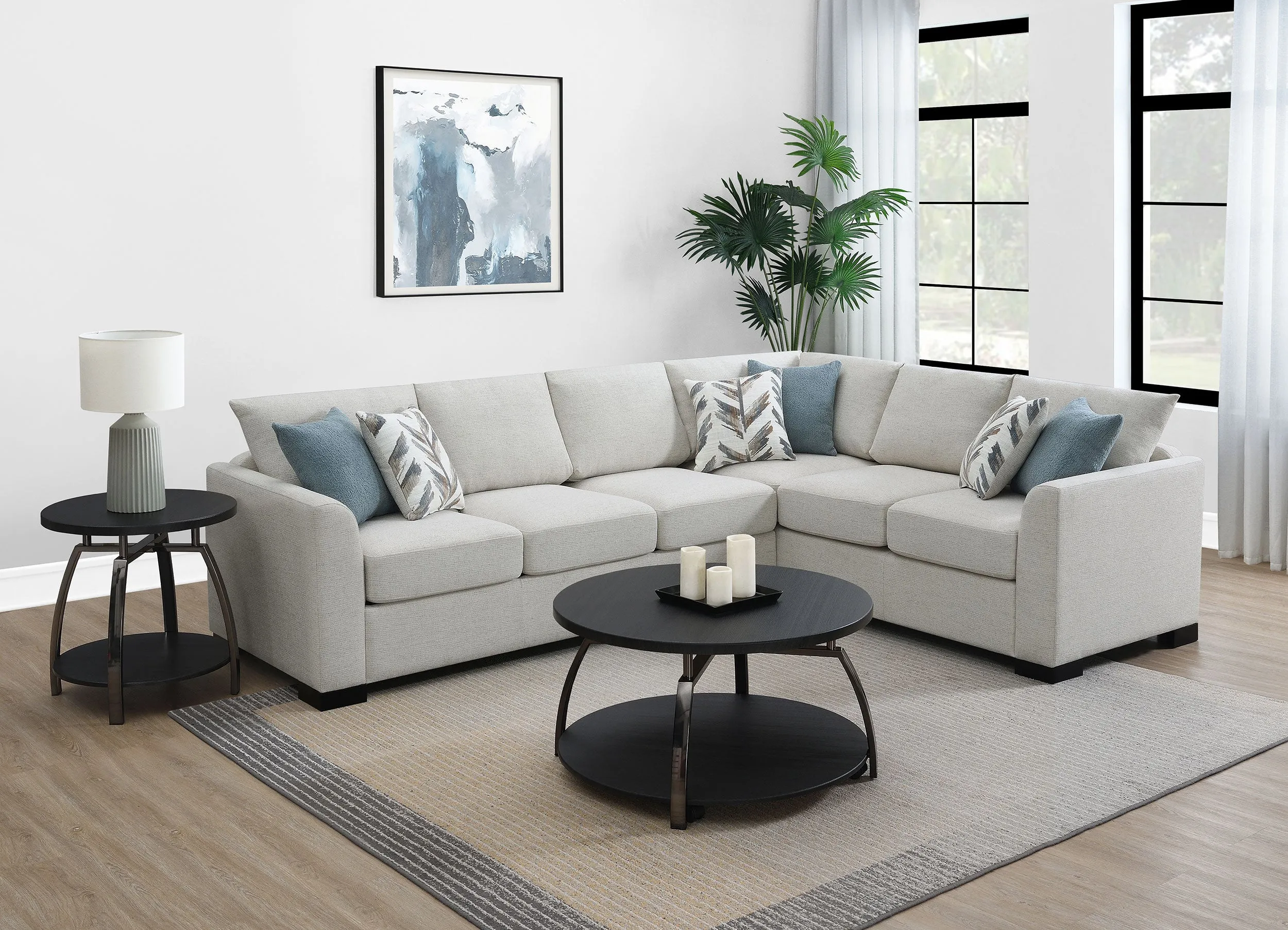 Ashford Chenille Upholstered Sleeper Sectional Sofa Greige