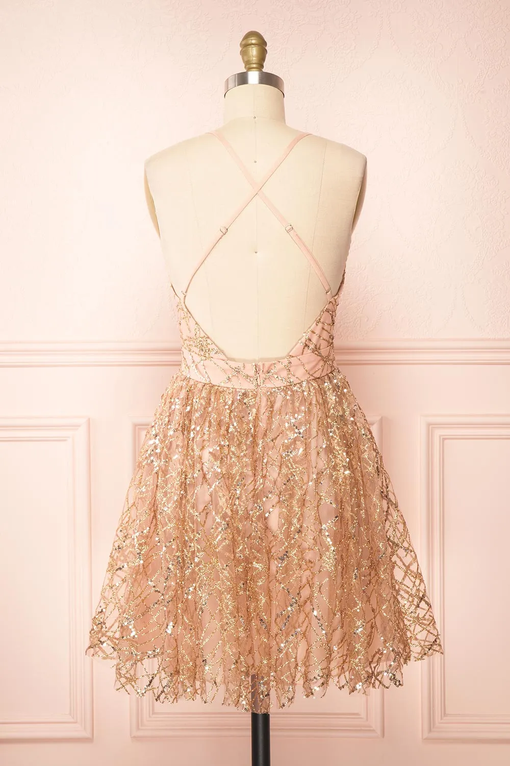 Astral Rose Gold | Short A-Line Sequin Dress