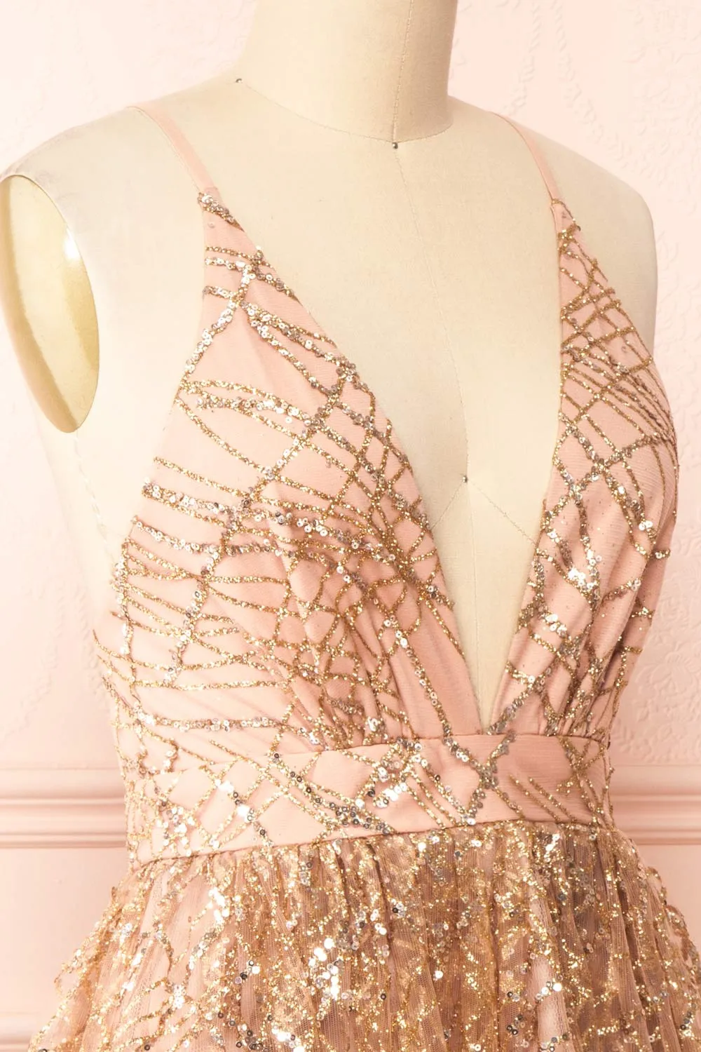 Astral Rose Gold | Short A-Line Sequin Dress