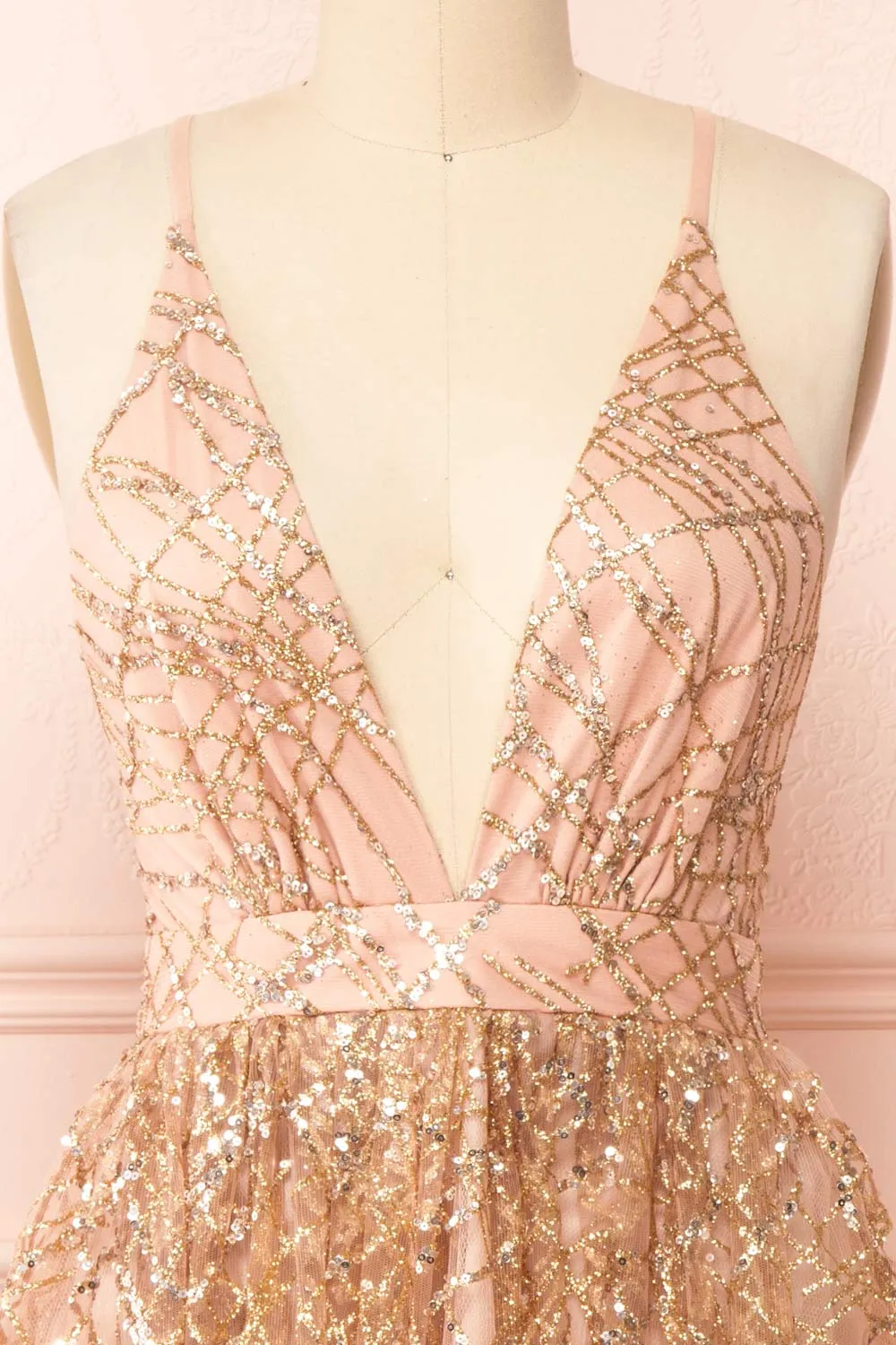 Astral Rose Gold | Short A-Line Sequin Dress