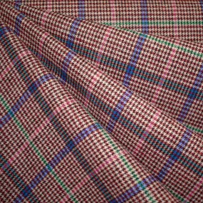 Atelier Jupe Colorful Glen Plaid Flannel Suiting Burgundy