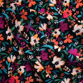 Atelier Jupe Colorful Painterly Floral Rayon Black/Multi