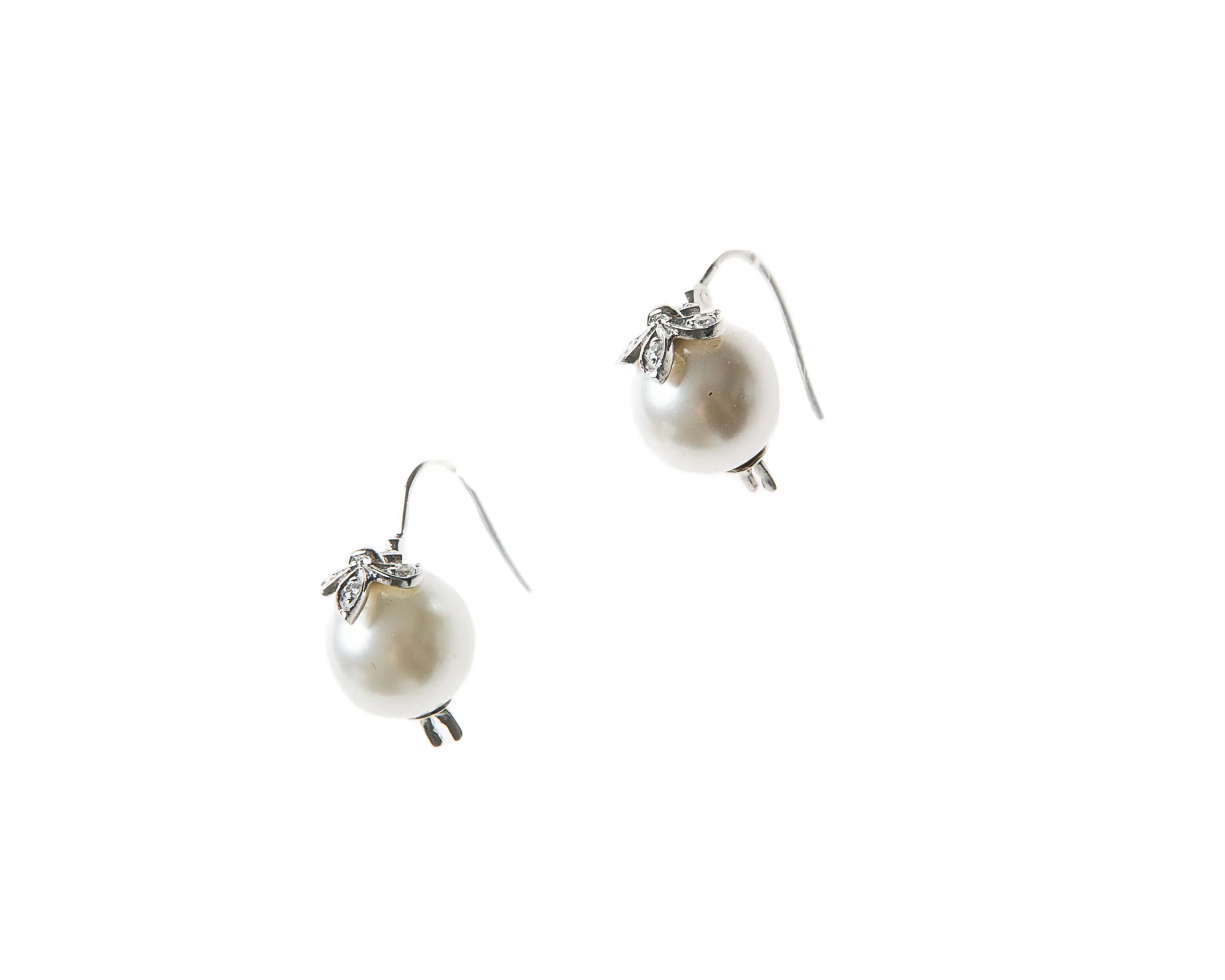 Athena Pearl Drop Earrings (Fleur-de-lis)