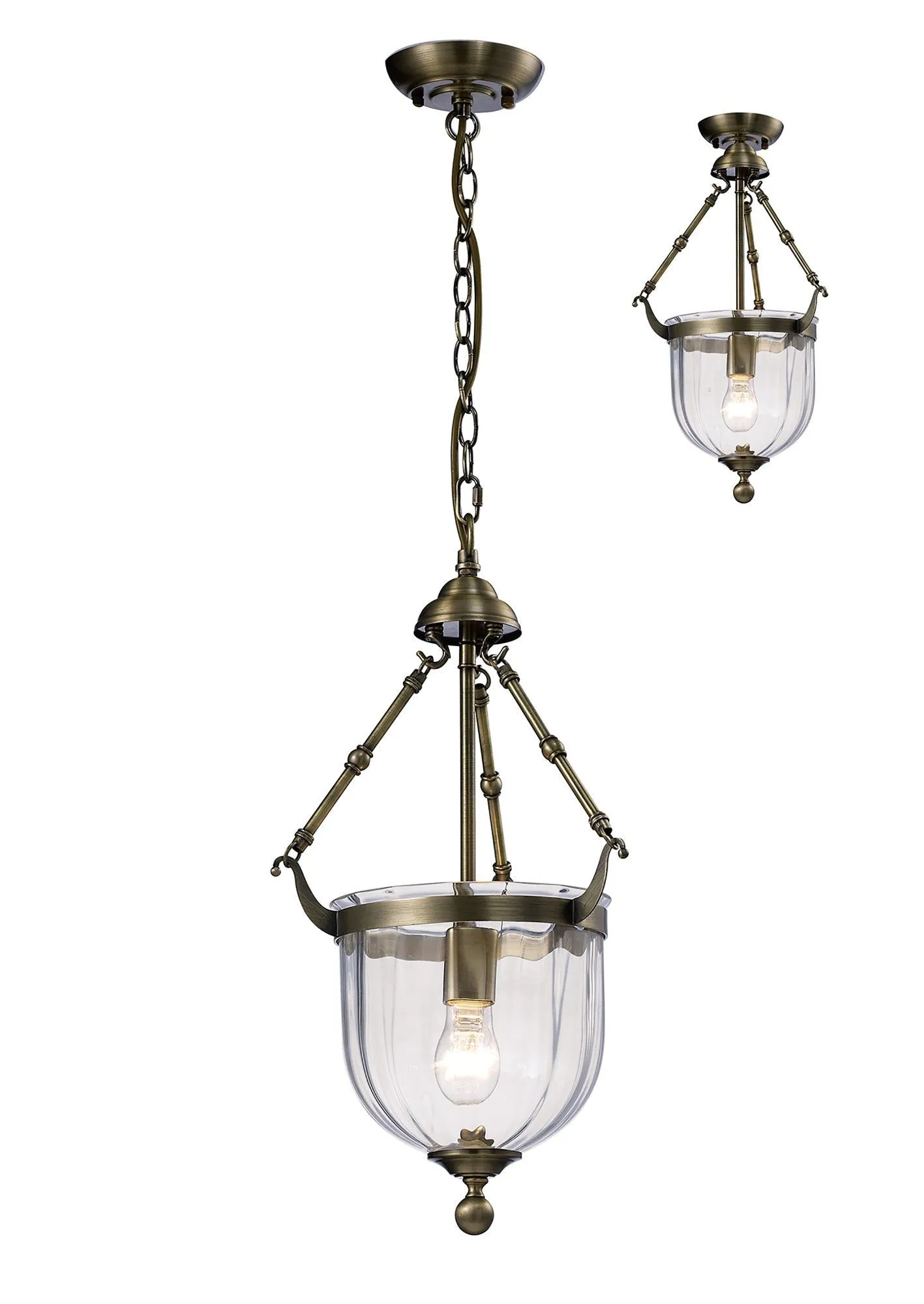 Aubrey Pendant 1/3 Light Polished Chrome/Antique Brass-Finish