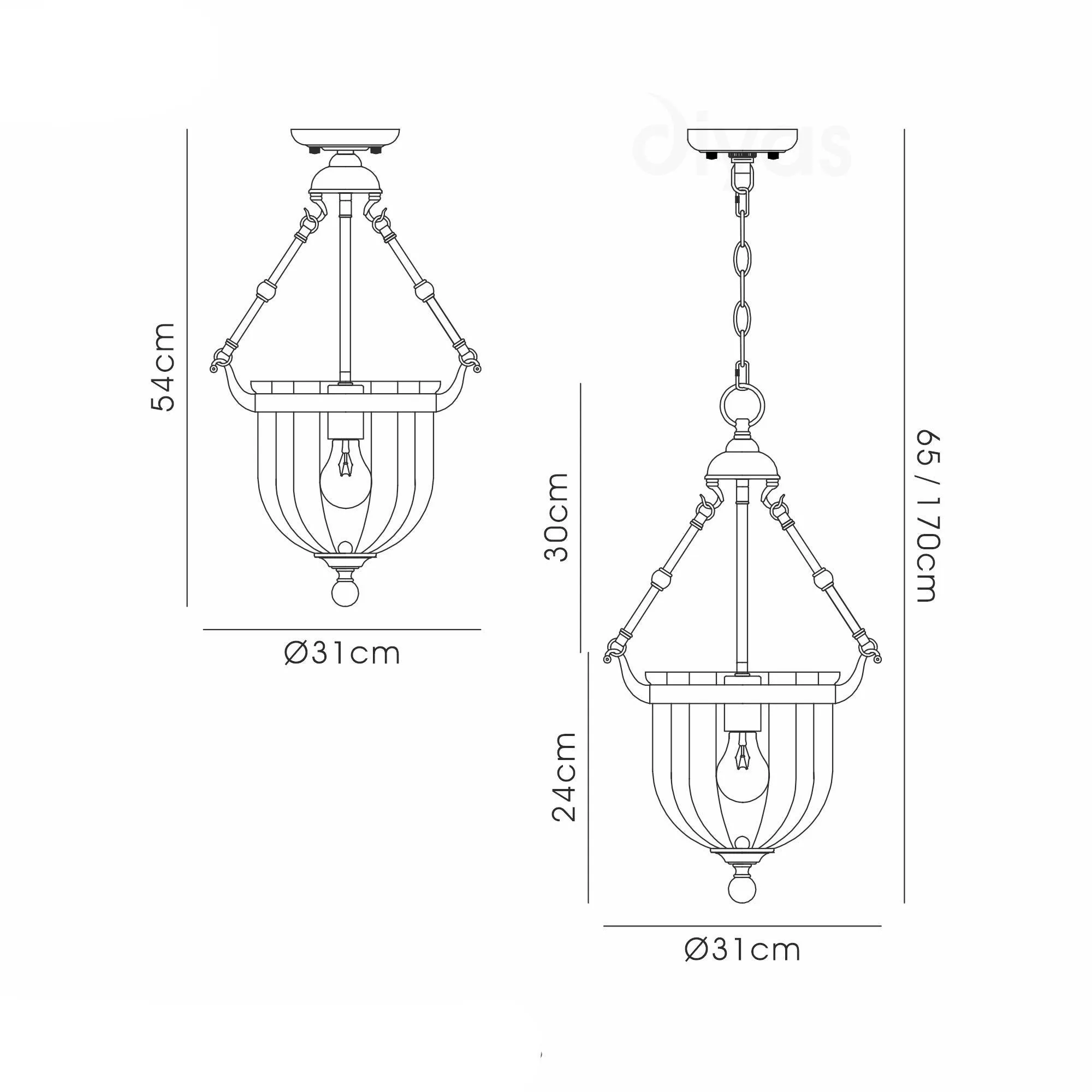 Aubrey Pendant 1/3 Light Polished Chrome/Antique Brass-Finish