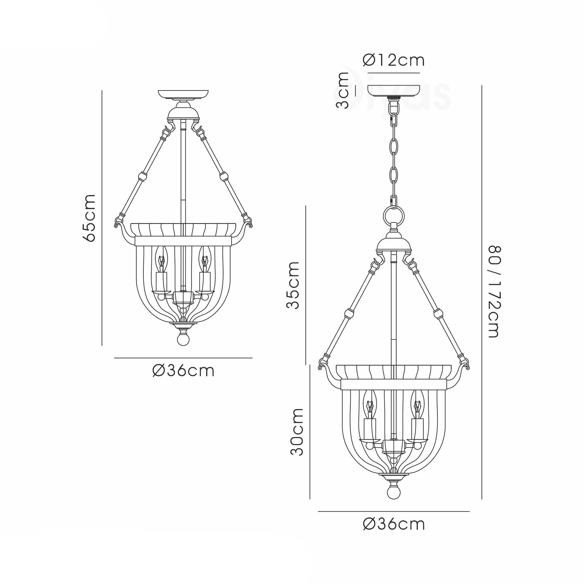 Aubrey Pendant 1/3 Light Polished Chrome/Antique Brass-Finish