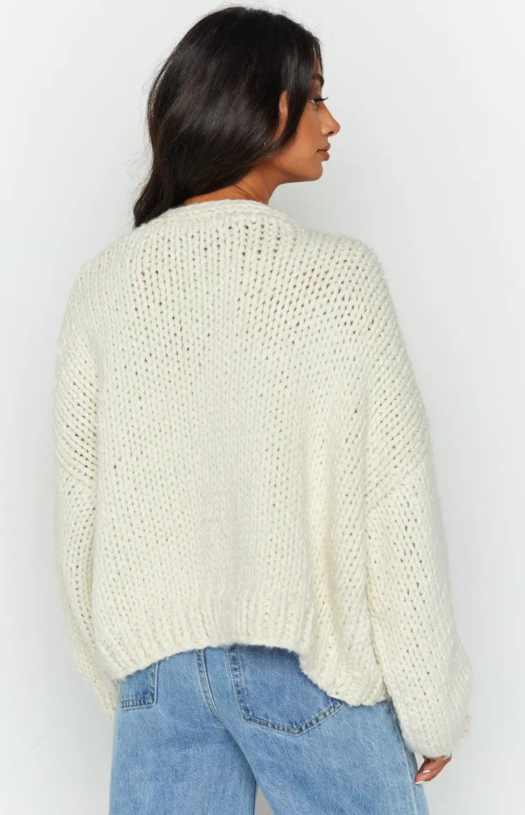 Bad Habits Cream Knit Cardigan