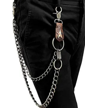 Badass Double Silver Wallet Chain Long Biker Wallet Chain Punk Pants Chain For Men